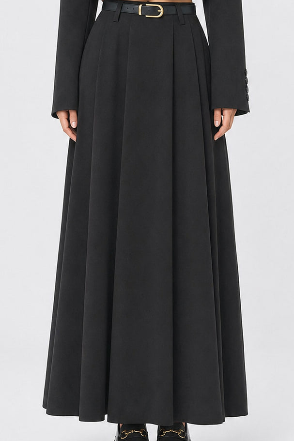 Jupe longue plissée taille haute en tissu de costume