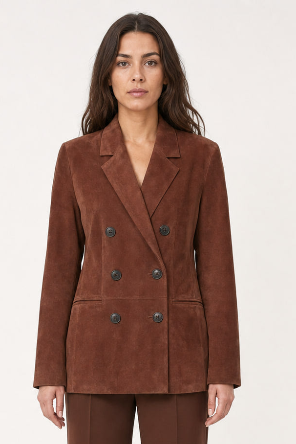 Veste croisée en suédine